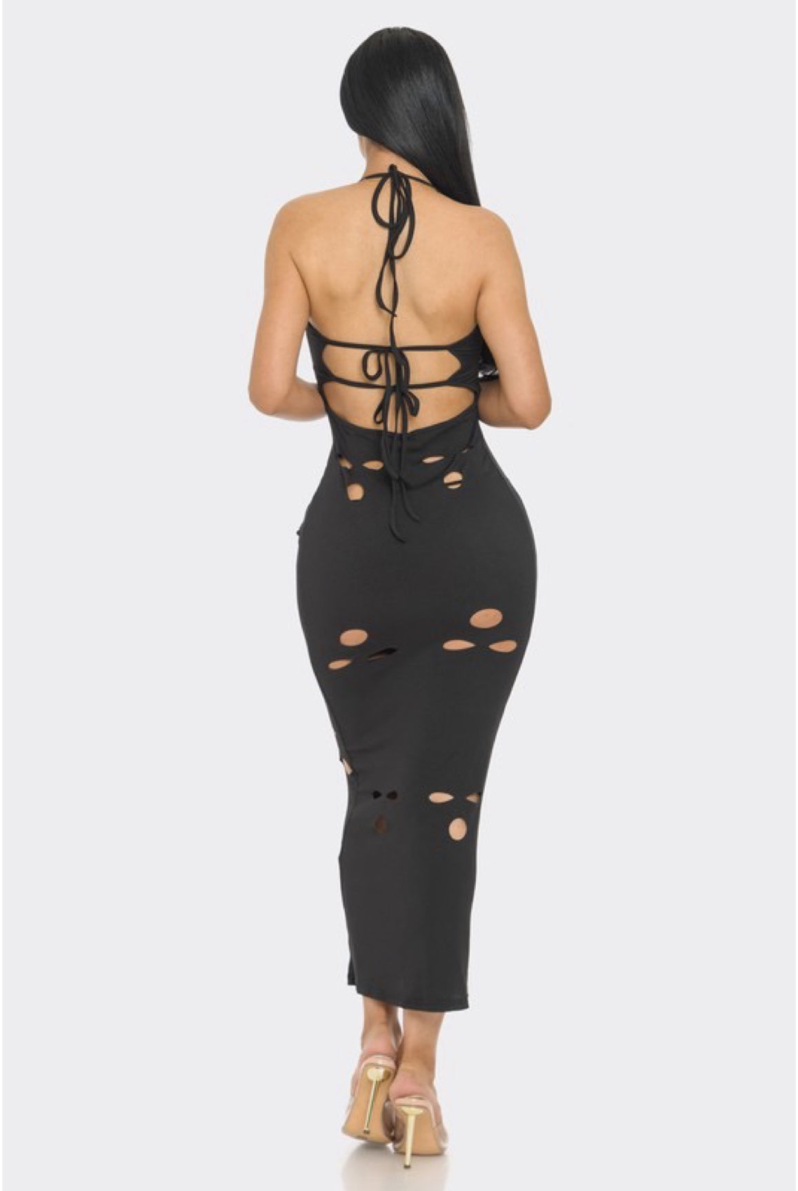 Don't Watch The Clock.....Halter Back Cut Out Maxi Dress