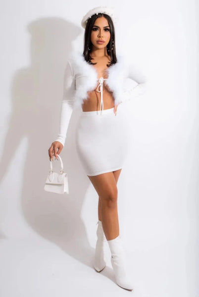 Yaas Supreme Fits Arctic Chic: Faux Fur Hoodie & Mini Skirt Set White Set / XL / United States