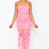 Something Pretty....Sleeveless Lace Fringe Dress May Pink Clothing